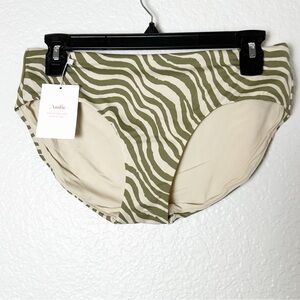 NWT Andie Swim The Hipster Bottom in Bias Stripe Olive
